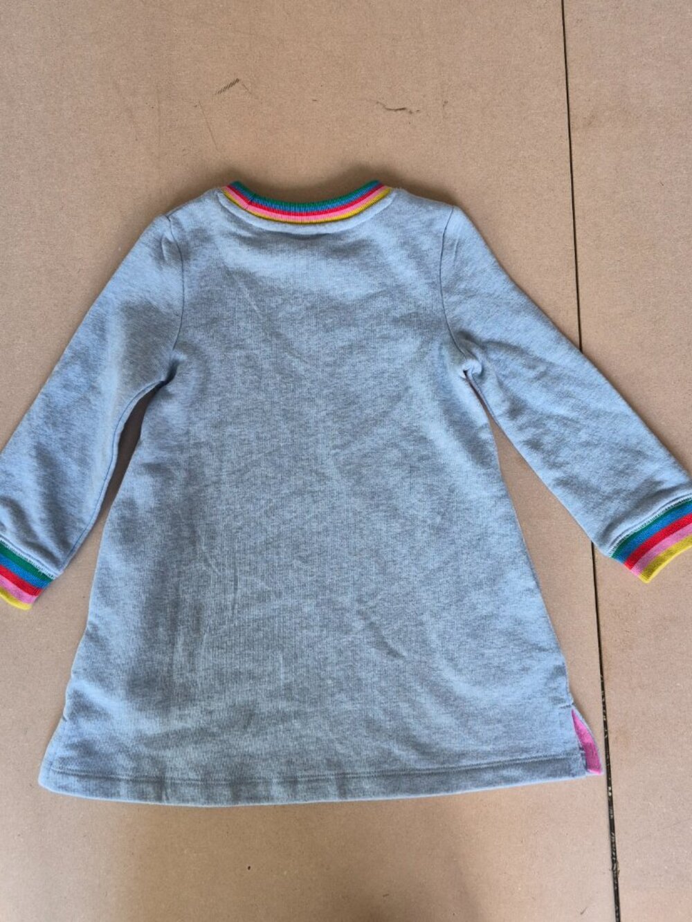 Mini Boden Girls 2-3Y Rainbow Pencil Applique Gray Long Sleeve Dress 98cm - Picture 2 of 7